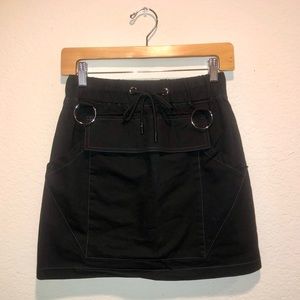 Carmar High Rise Large Pocket Black Denim Ringed Cargo Skirt Sz 10